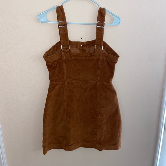 brown button front overalls corduroy cute y2k vintage dress mini hood core skirt - Picture 3 of 12